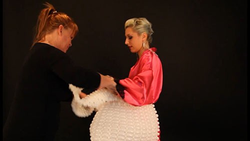 Balloon dress on a model