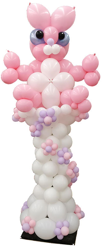 Balloony Pals Rabbit on a flower column by Guido Verhoef